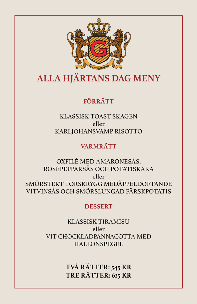 Boka bord på Alla hjärtansdag